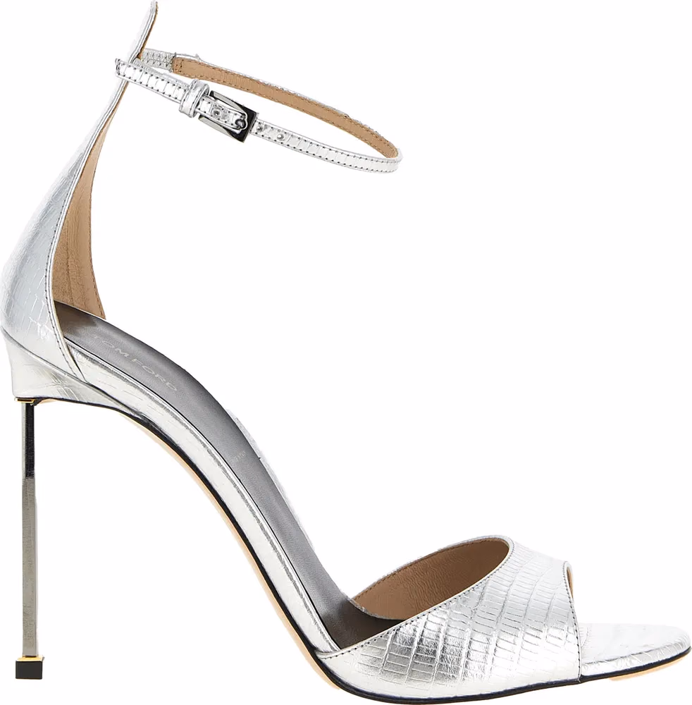 Tom Ford Silver Leather Stiletto Heel Sandals