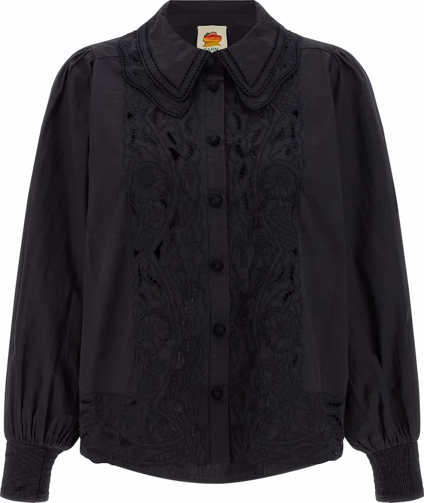 FARM RIO Black Cotton Blouse