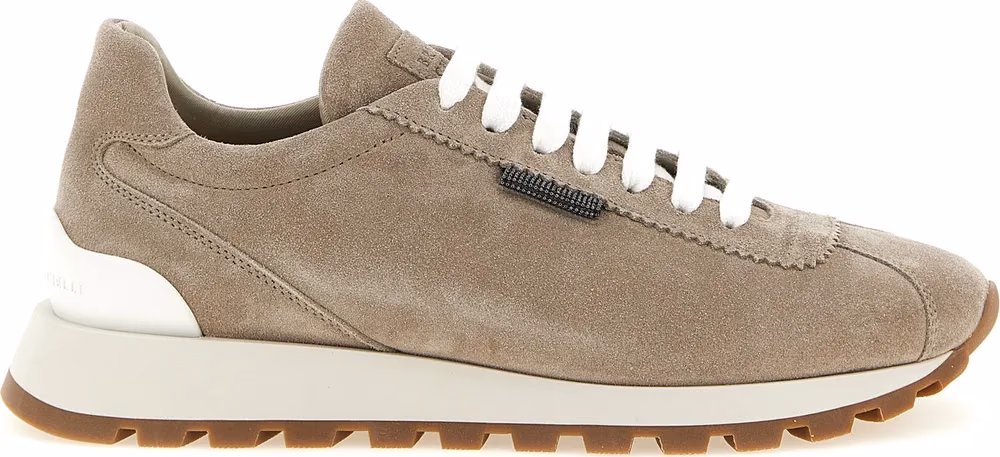 Brunello Cucinelli Beige Calfskin Athletic Sneakers