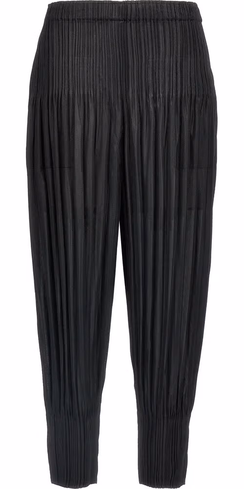 PLEATS PLEASE ISSEY MIYAKE Black Polyester Casual Pants