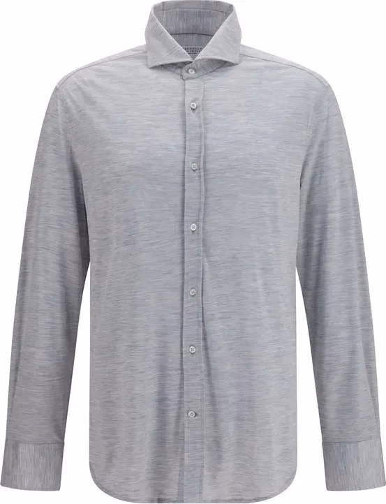 Brunello Cucinelli Gray Silk Dress Shirt