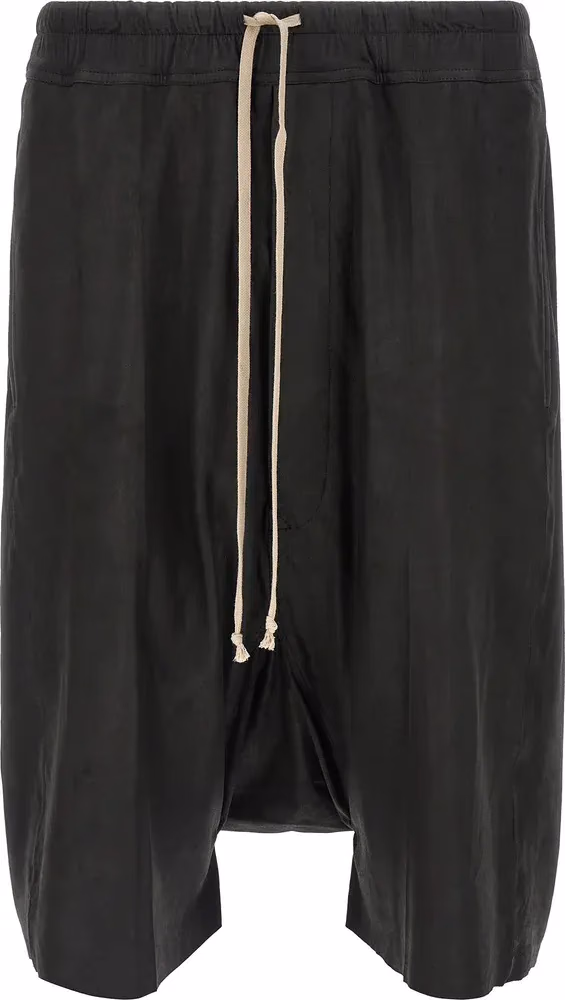 Rick Owens Black Lamb Leather Bermuda Shorts