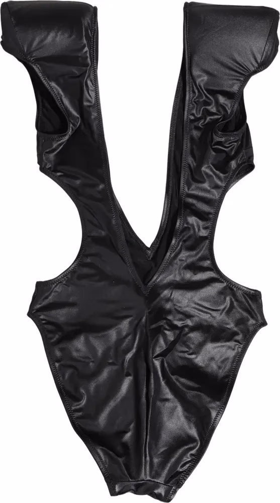 Dolce & Gabbana Black Deep V-Neck Cutout One Piece Swimwear