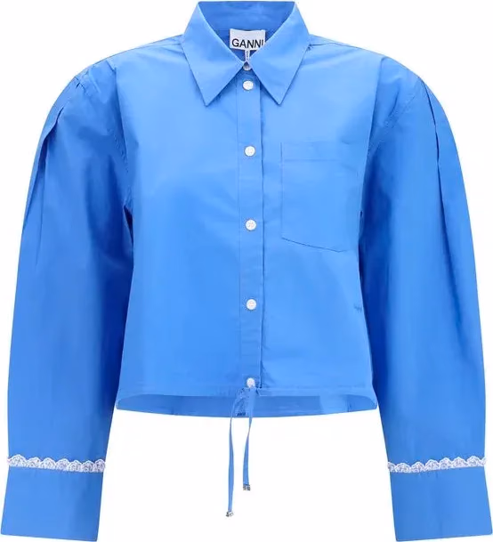 Ganni Blue Cotton Pattern Shirt