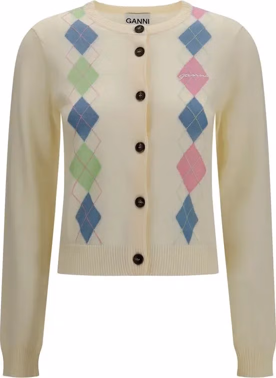 Ganni Beige Cotton Cardigan