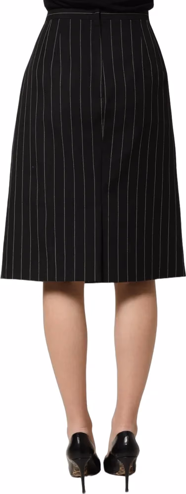 Dolce & Gabbana Black Pinstriped HighWaist Pencil Cut Skirt