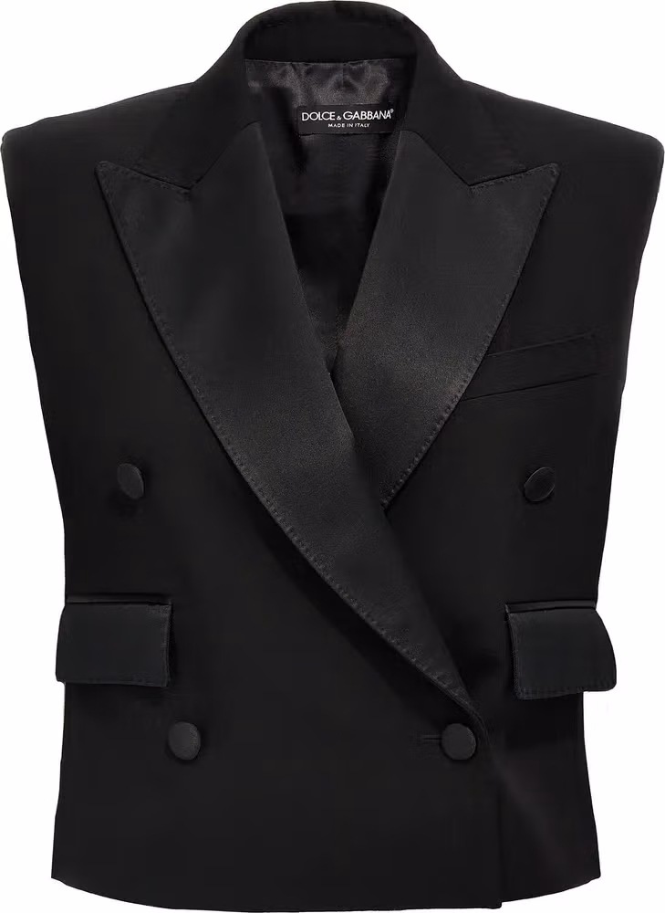 Dolce & Gabbana Black Silk Sleeveless Jacket