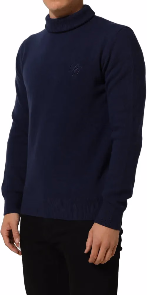 Dolce & Gabbana Blue Wool Knit Turtleneck Pullover Sweater