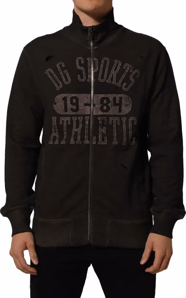 Dolce & Gabbana Brown Logo Print Full Zip Sweatshirt Sweater