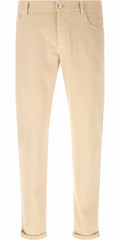 Brunello Cucinelli Beige Cotton Straight-Leg Jeans