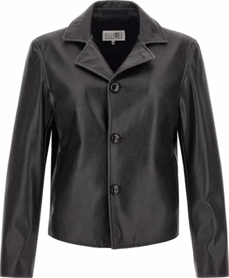 Black Polyester Leather Jacket