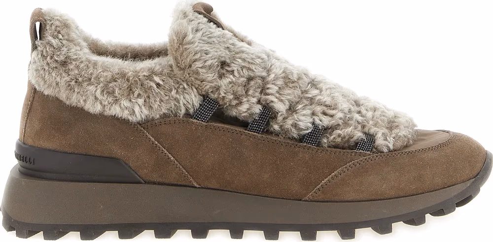 Brunello Cucinelli Brown Calfskin Chunky Sneakers