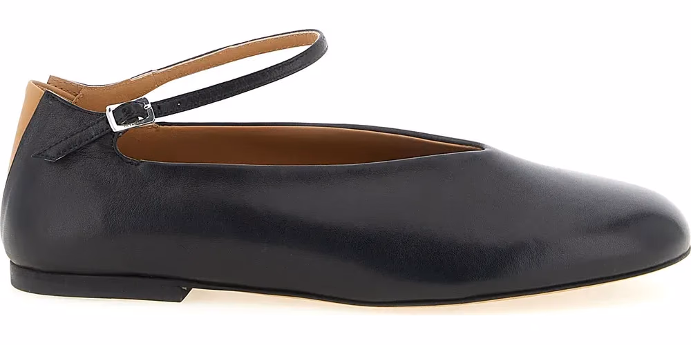 Jil Sander Black Calfskin Ballet Flats