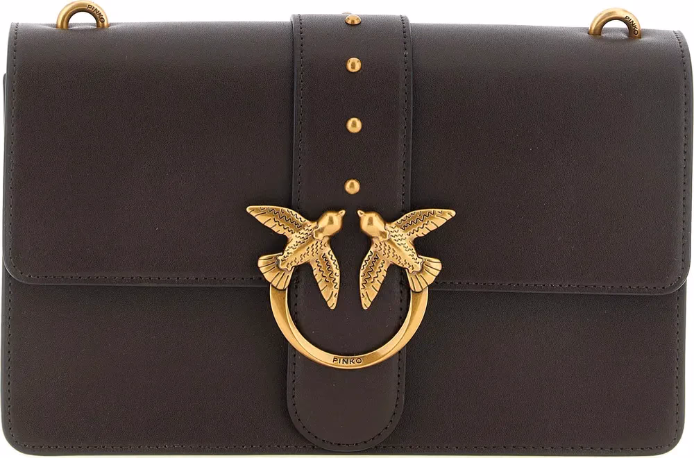 PINKO Brown Calfskin Crossbody Bag