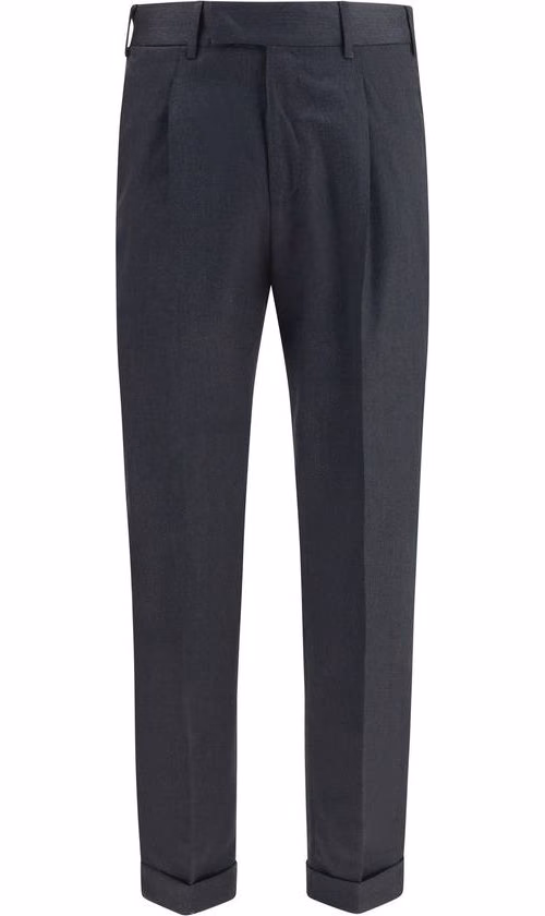 PT Torino Gray Wool Oves Aries Casual Pants