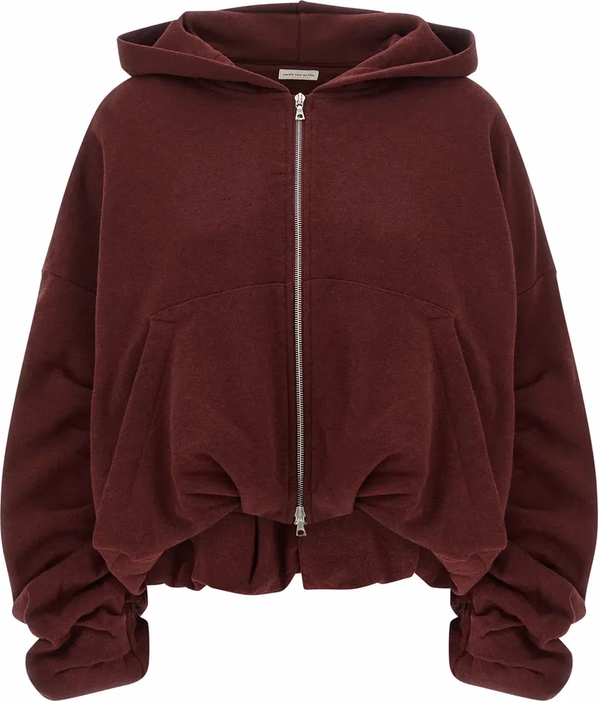 Dries Van Noten Bordeaux Cotton Hoodie