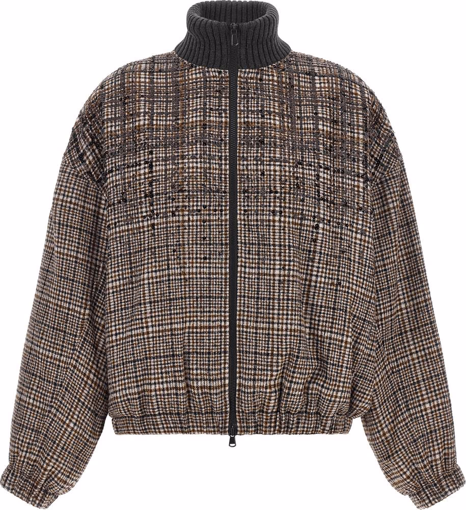 Brunello Cucinelli Brown Alpaca Leather Bomber