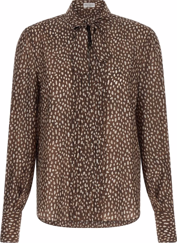 Brunello Cucinelli Brown Silk Blouse