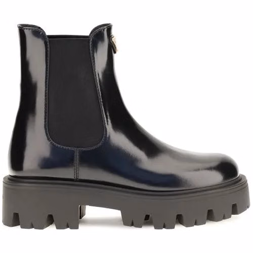 Prada Black Calf Leather Bos Taurus Chelsea Boots