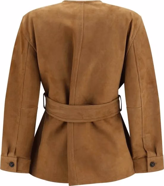 Max Mara Brown Lamb Leather Full-Length Jacket