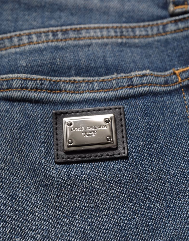 Dolce & Gabbana Blue Cotton Stretch Skinny Denim Trouser Jeans