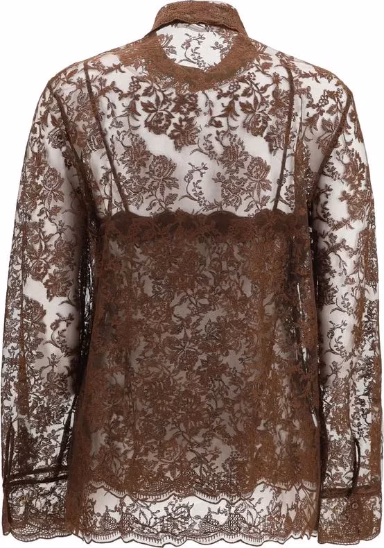 Ermanno Scervino Brown Polyester Pattern Shirt