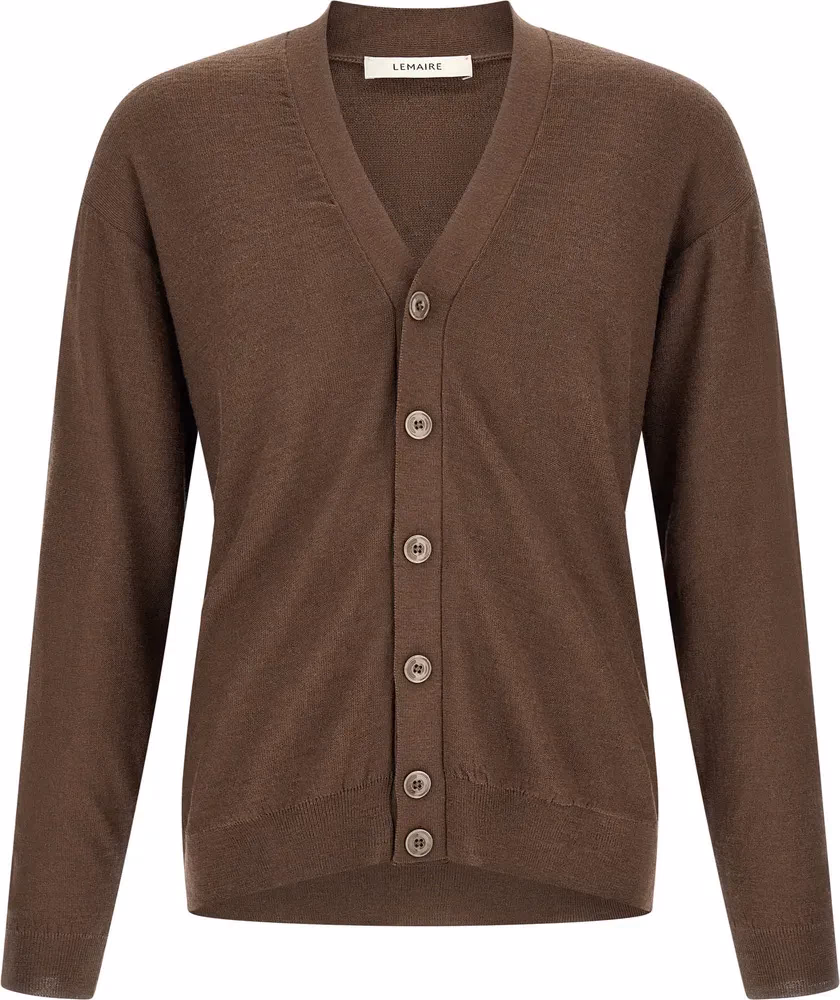 Lemaire Brown Wool Cardigan