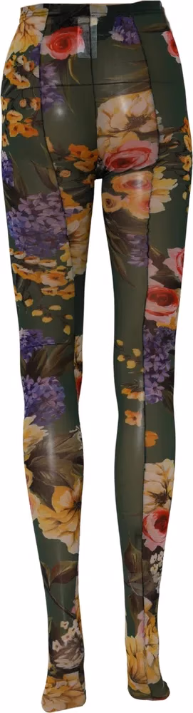 Dolce & Gabbana Red Floral Fishnet Tights Stockings Pantyhose Socks