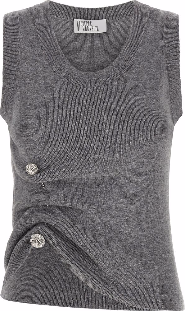 Giuseppe Di Morabito Gray Virgin Wool Sleeveles Sweater