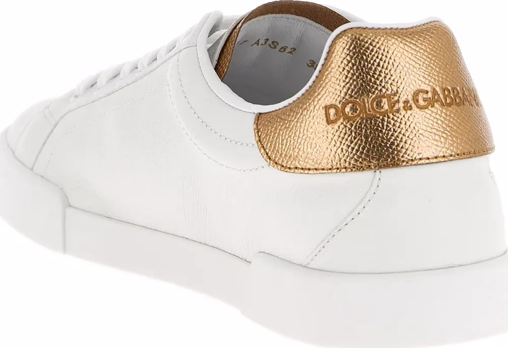 Dolce & Gabbana Gold Calfskin Low Top Sneakers