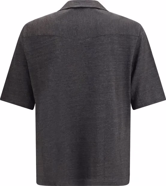 Brunello Cucinelli Gray Linen Shortsleeve Shirt
