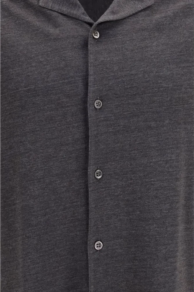 Brunello Cucinelli Gray Linen Shortsleeve Shirt