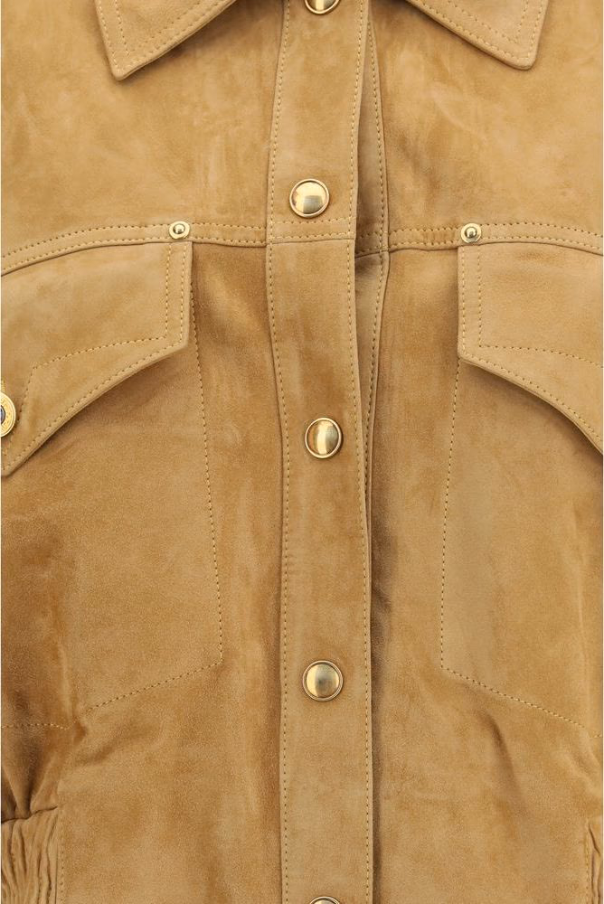 Versace Beige Lamb Leather Bomber