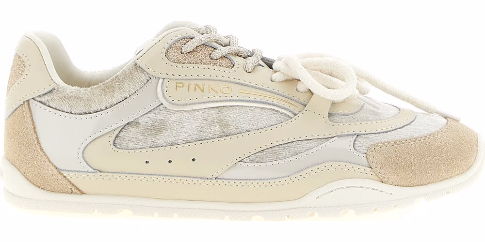 PINKO White Leather Low Top Sneakers
