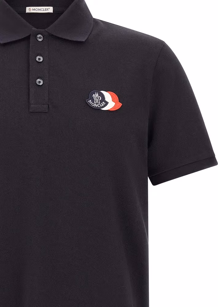Moncler Blue Cotton Polo Shirt