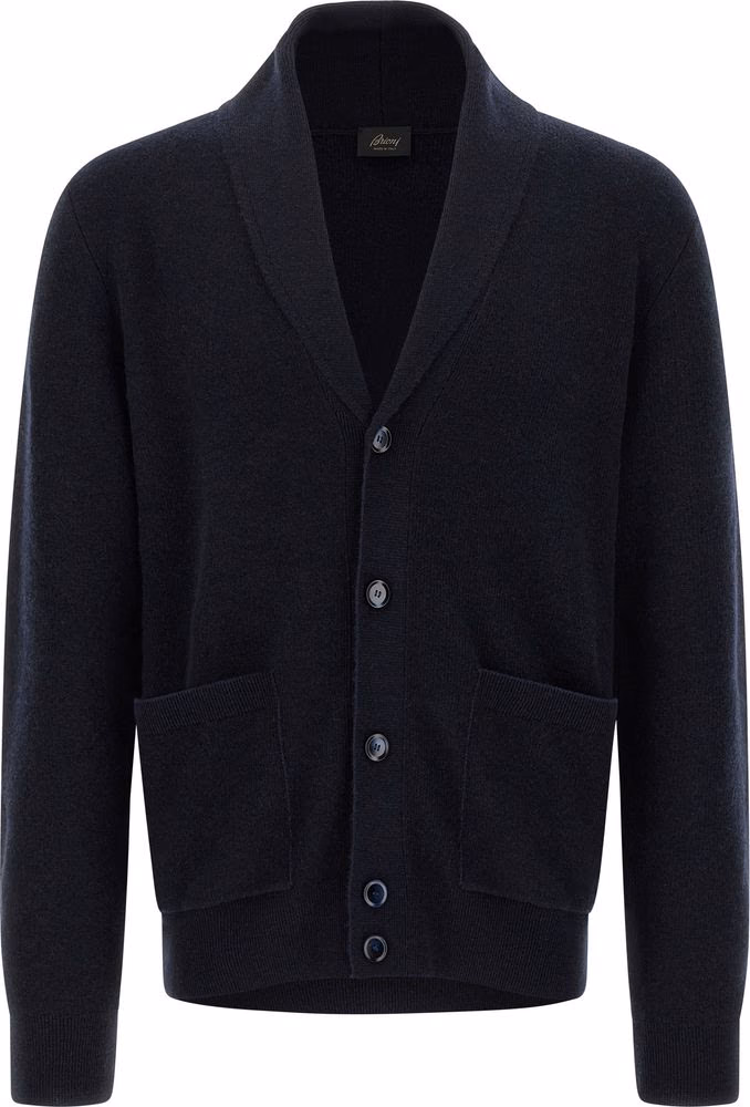 Brioni Blue Cashmere Cardigan