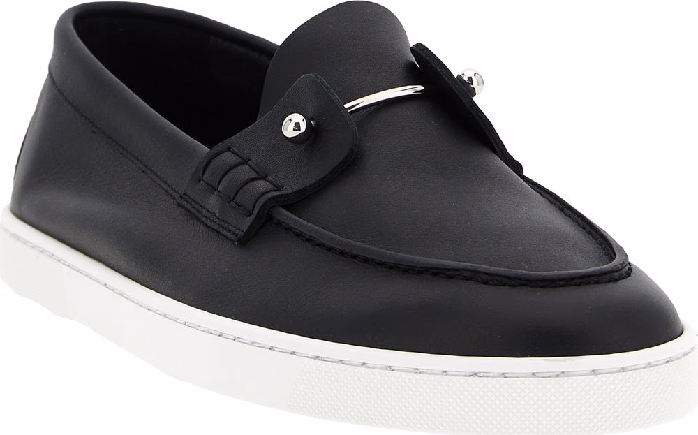 Christian Louboutin Black Calfskin Slip-On Loafers