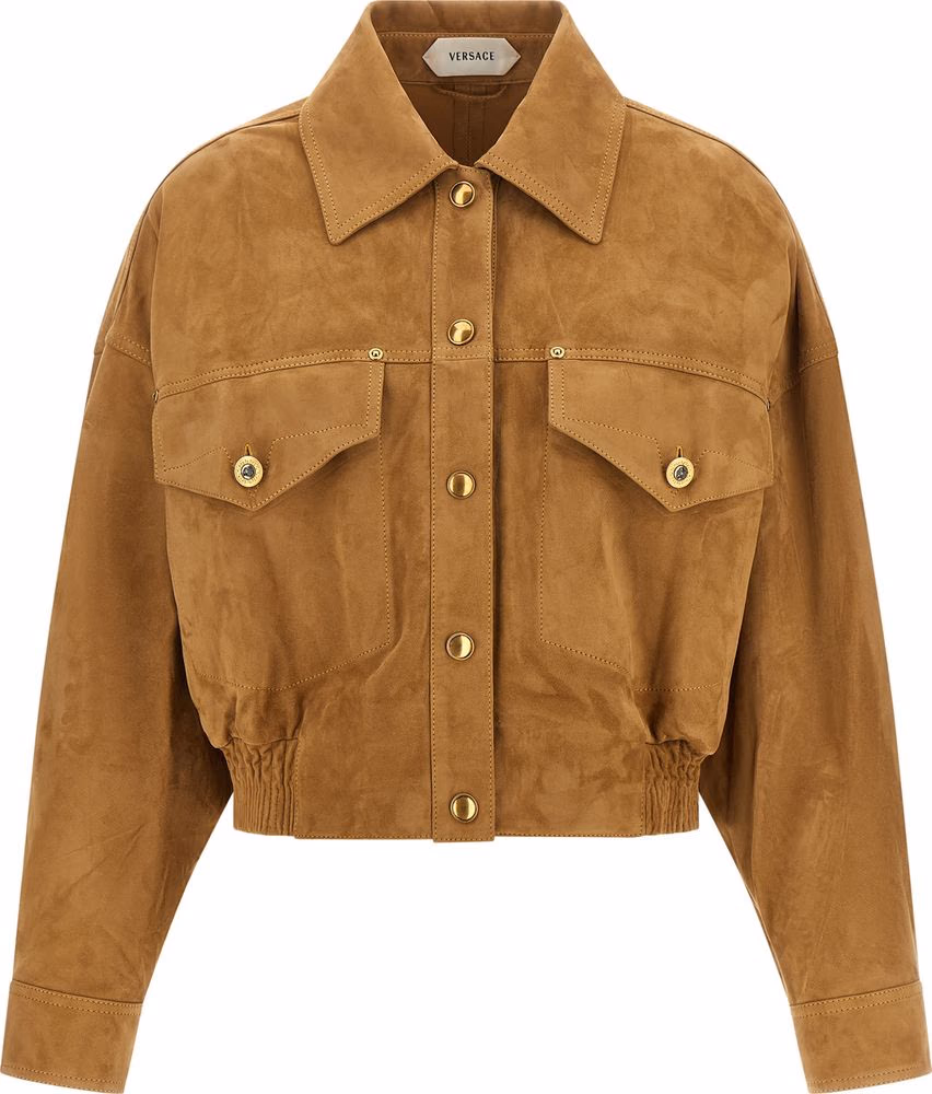 Versace Brown Lamb Leather Leather Jacket