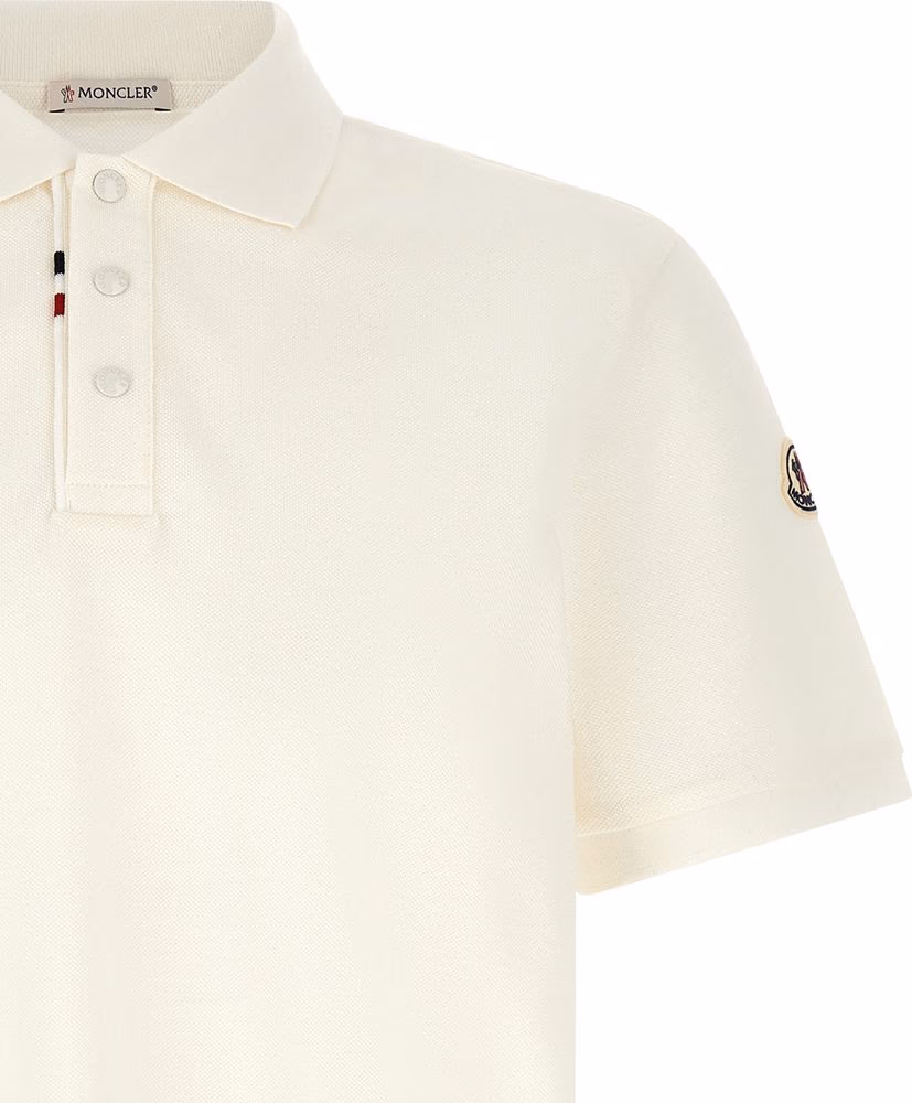 Moncler White Cotton Polo Shirt