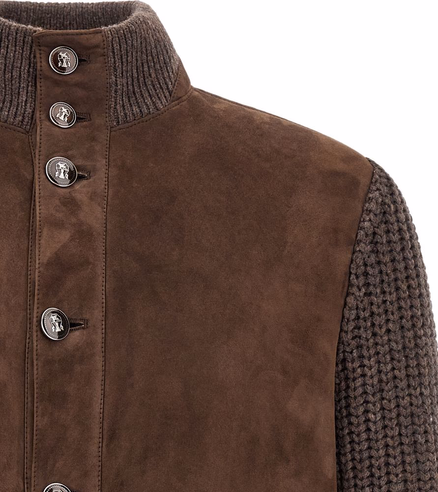 Brunello Cucinelli Brown Lamb Leather Leather Jacket