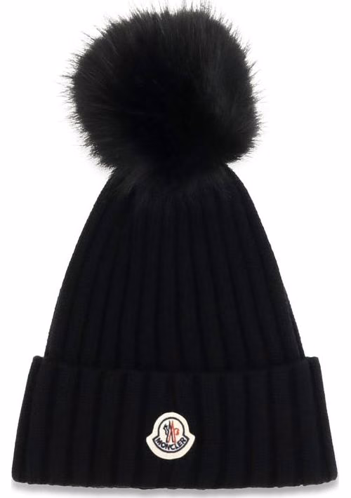 Moncler Black Wool Oves Aries Beanie