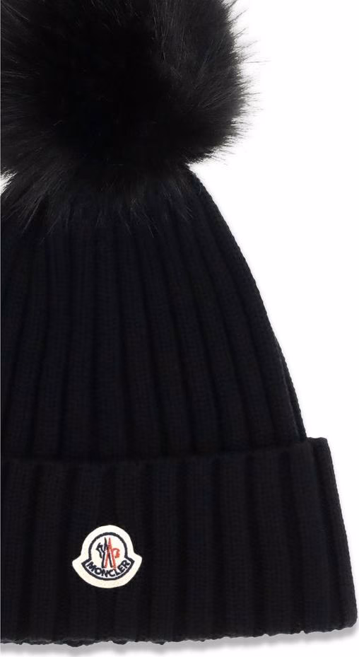 Moncler Black Wool Oves Aries Beanie