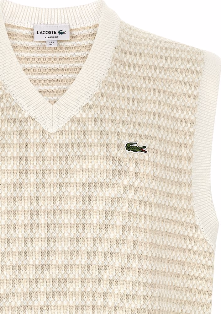 Lacoste Beige Cotton Sleeveles Sweater