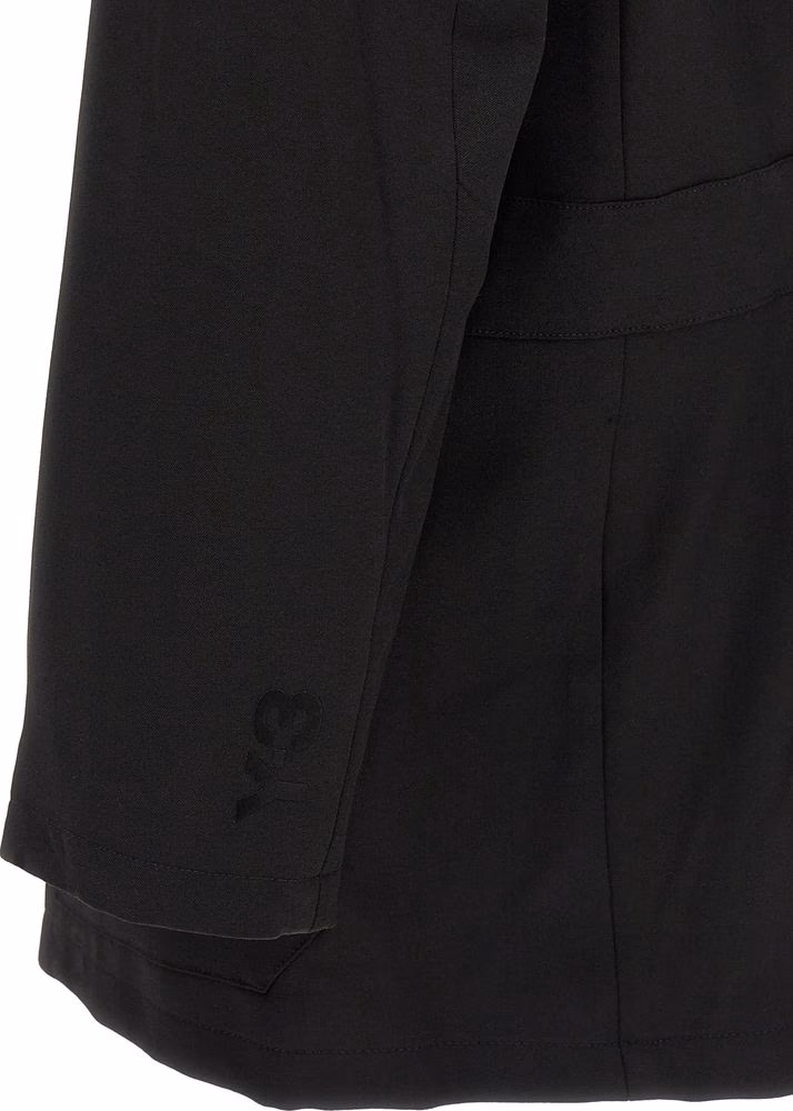 Y-3 Black Wool Full-Length Jacket