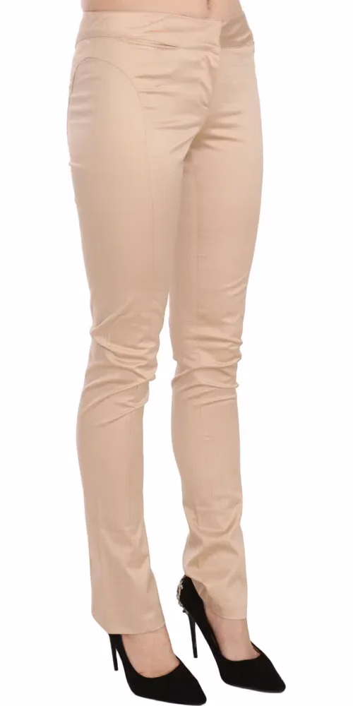 Just Cavalli Cream Low Waist Skinny Formal Trousers Pants