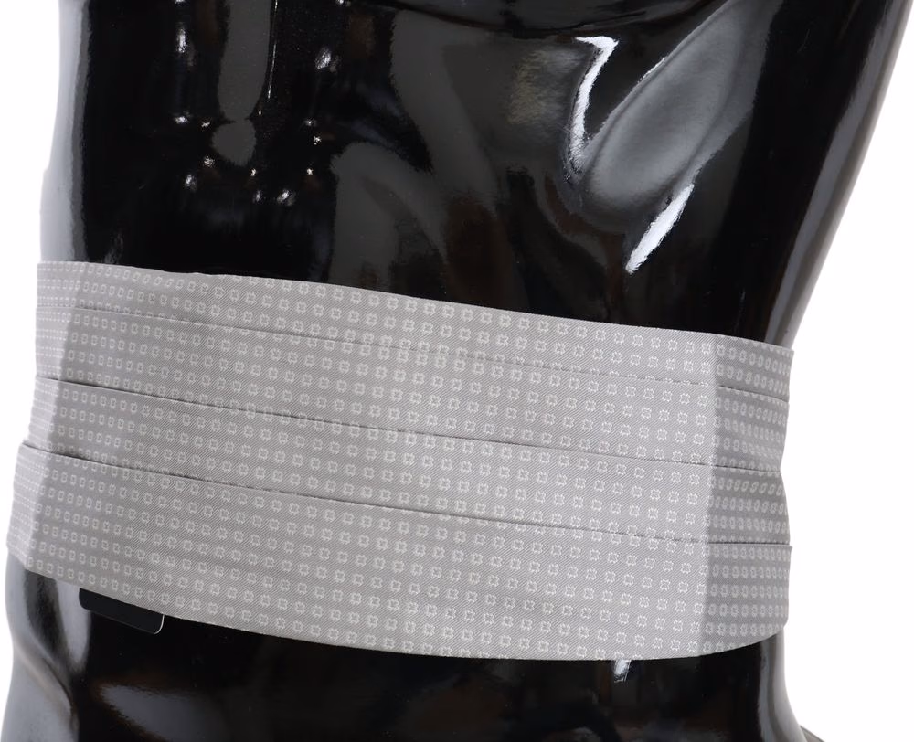 Dolce & Gabbana Gray Patterned Waist Belt Silk Cummerbund