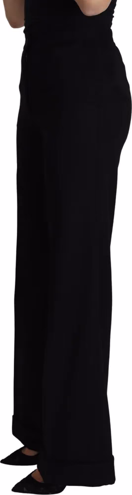 Dolce & Gabbana Black Cashmere Wide Leg Women Trouser Pants