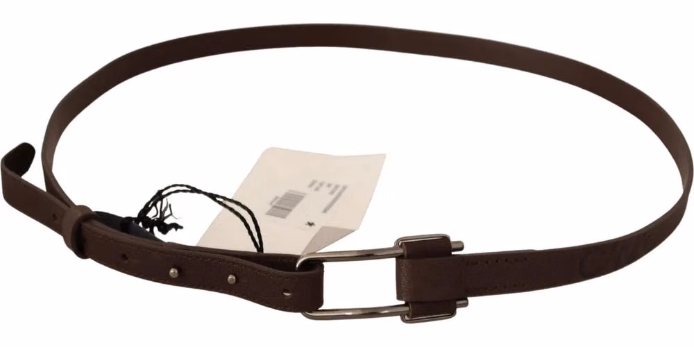Costume National Brown WX Silver Metal Buckle Belt
