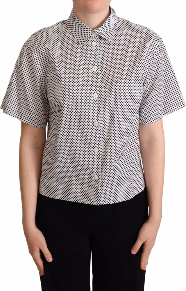Dolce & Gabbana Black Polka Dot Collared Shirt White