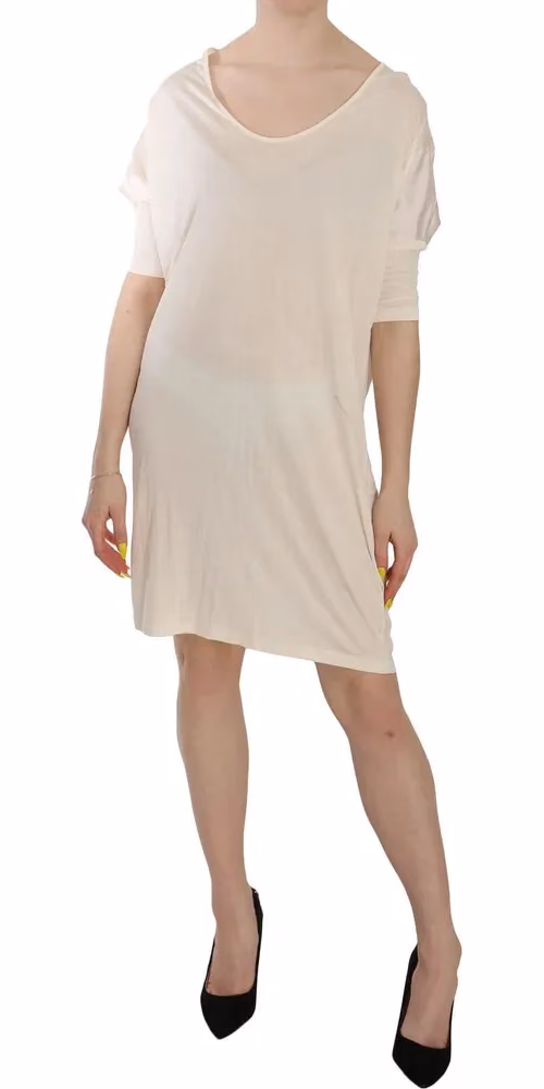 Costume National Cream Round Neck Knee Length Dress